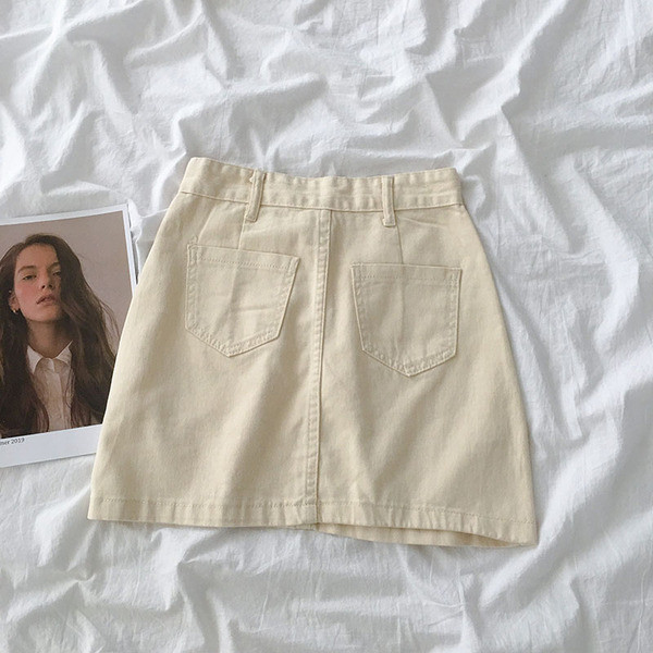 Ležerna ženska suknja s džepovima i visokim strukom