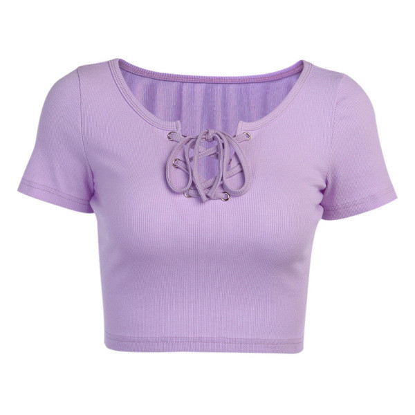 Bluza scurta de dama cu cravate in mov