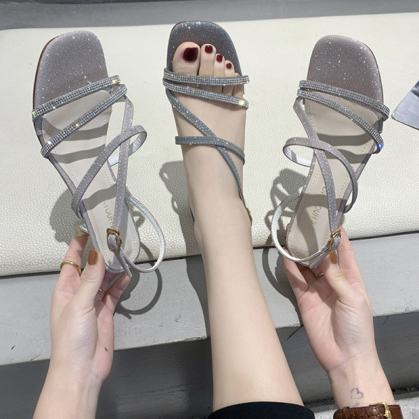 Sandale de dama moderne cu bretele stralucitoare
