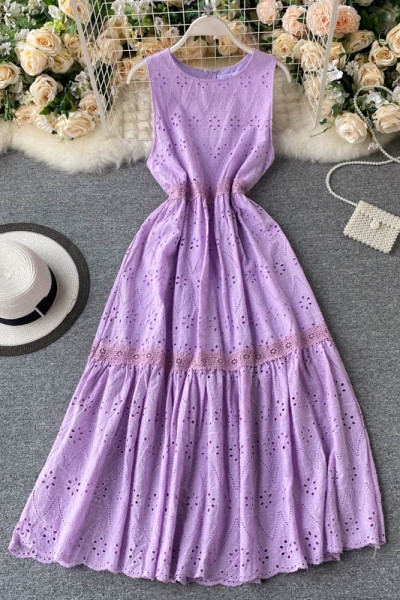 Μακρύ γυναικείο φόρεμα με οβάλ λαιμόκοψη και φερμουάρ