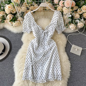 Rochie de dama moderna cu buline cu panglica