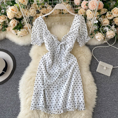 Rochie de dama moderna cu buline cu panglica