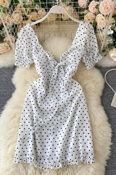 Rochie de dama moderna cu buline cu panglica