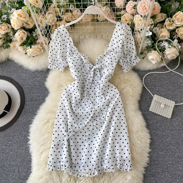 Rochie de dama moderna cu buline cu panglica