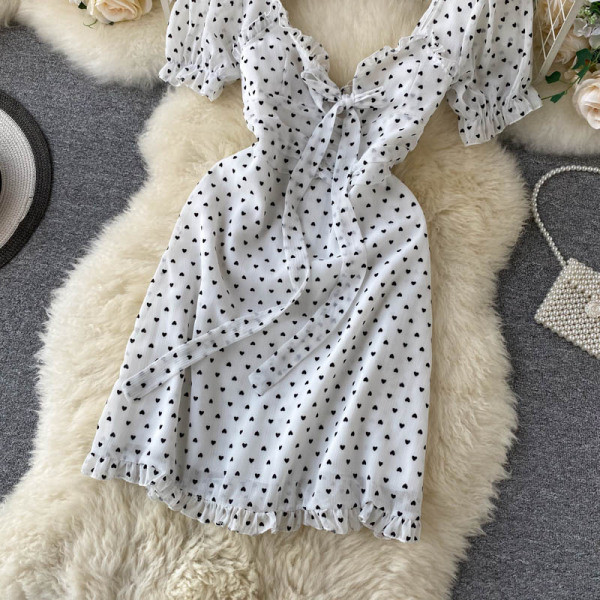 Rochie de dama moderna cu buline cu panglica