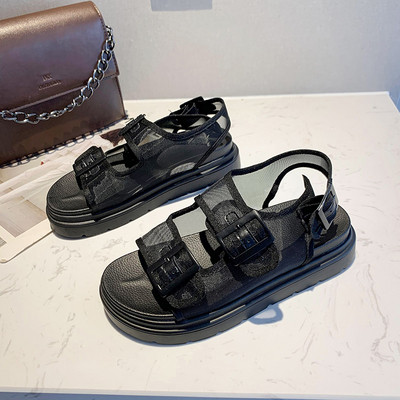 Sandale casual dama cu talpa inalta si plasa