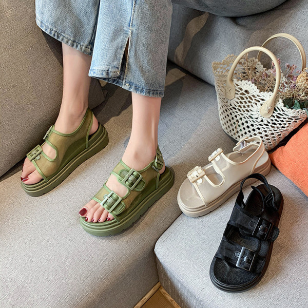 Sandale casual dama cu talpa inalta si plasa