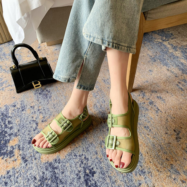 Sandale casual dama cu talpa inalta si plasa