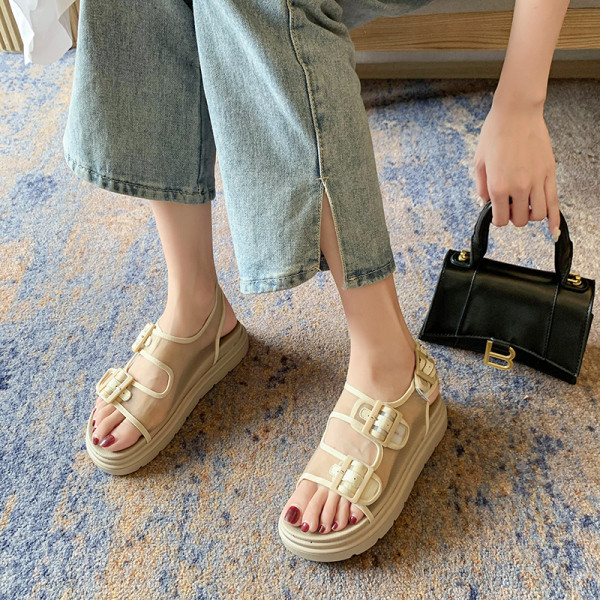 Sandale casual dama cu talpa inalta si plasa