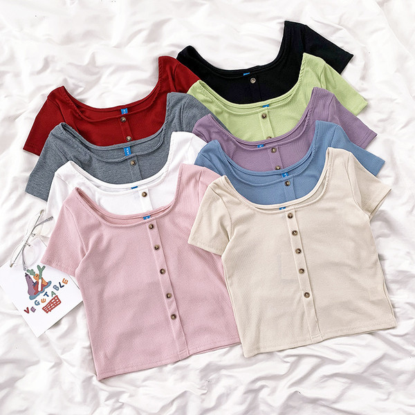 Tricou casual dama cu nasturi si maneca scurta