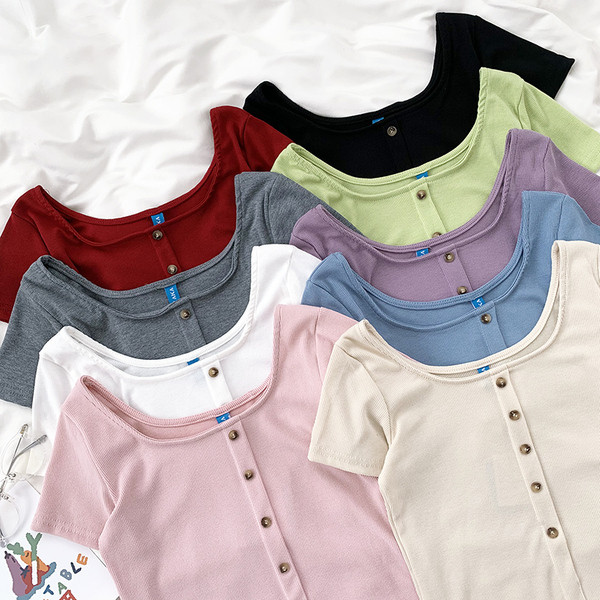 Tricou casual dama cu nasturi si maneca scurta