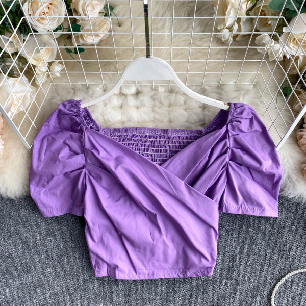 Bluză scurtă de damă cu decolteu spitz