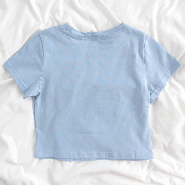 Tricou casual dama cu decolteu O si imprimeu