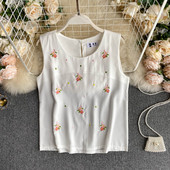 Top de damă din șifon cu broderie