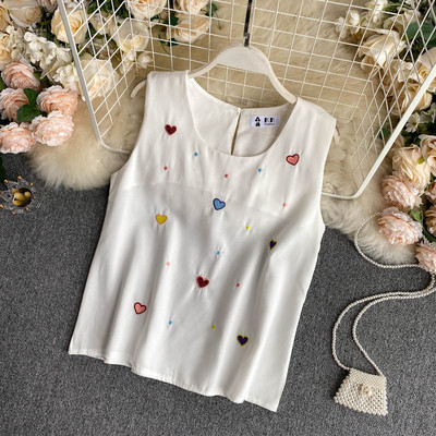 Top de damă din șifon cu broderie