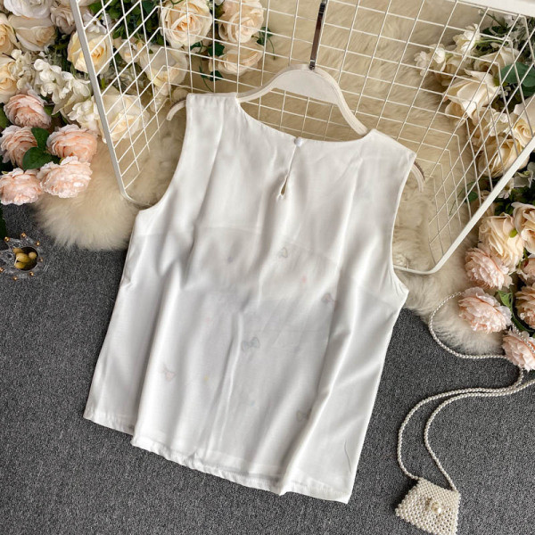 Top de damă din șifon cu broderie