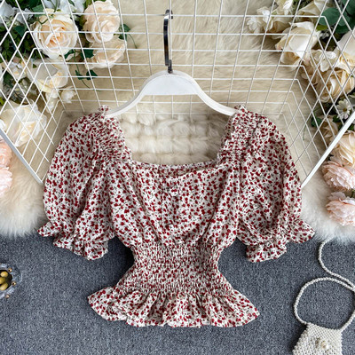 Bluză de damă modernă cu mâneci căzute și imprimeu floral