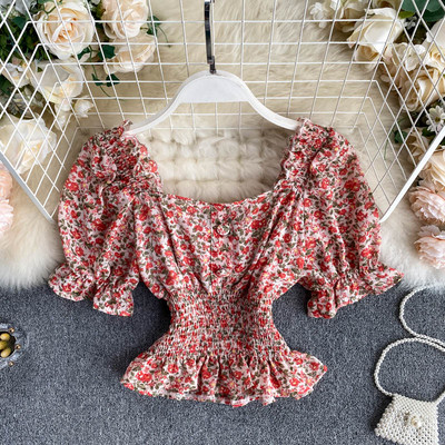 Bluză de damă modernă cu mâneci căzute și imprimeu floral