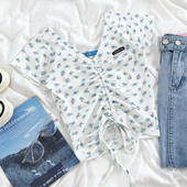 Ikdienas sieviešu t-krekls ar saitēm un īsām piedurknēm