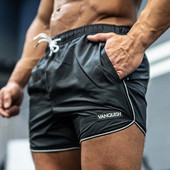 Pantaloni scurți sport pentru bărbați cu buzunare și inscripție