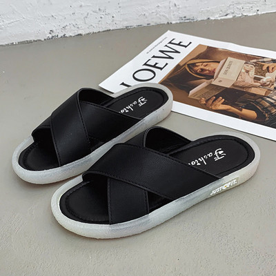 Papuci casual dama din imitatie de piele cu talpa plata