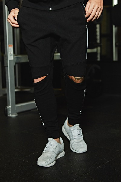 Αθλητικά και casual ανδρικά παντελόνια με επιγραφή και φερμουάρ