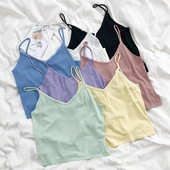 Naiste topp spits-kaelusega ja õhukeste rihmadega