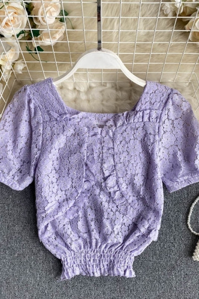 Naiste lühikeste varrukatega pitspluus