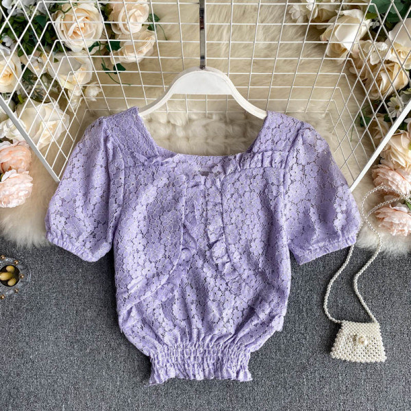 Naiste lühikeste varrukatega pitspluus