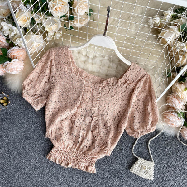 Naiste lühikeste varrukatega pitspluus