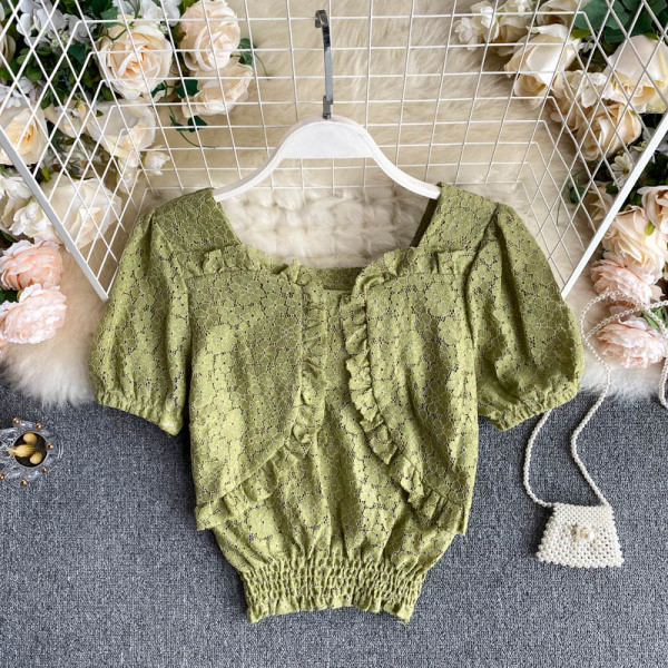 Naiste lühikeste varrukatega pitspluus