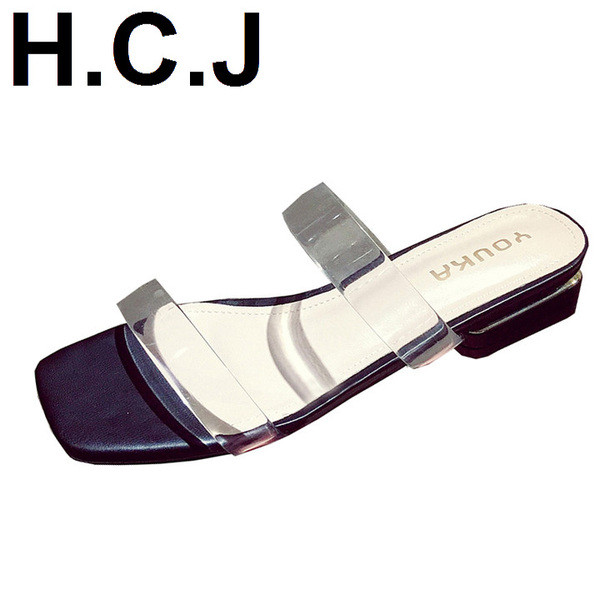 Papuci de dama cu bretele din silicon si toc patrat jos