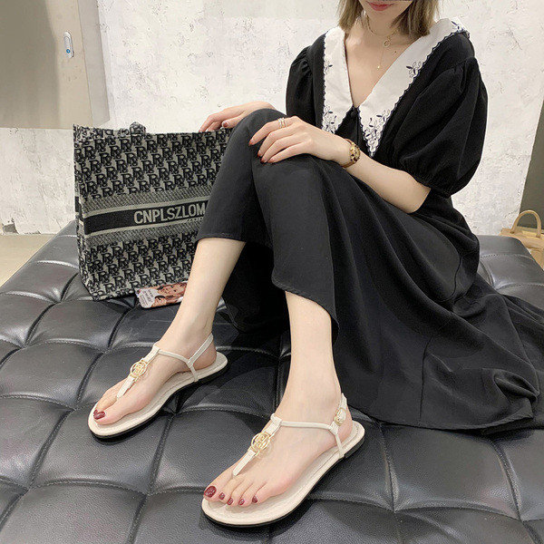 Sandale casual dama cu bretele subtiri si element metalic