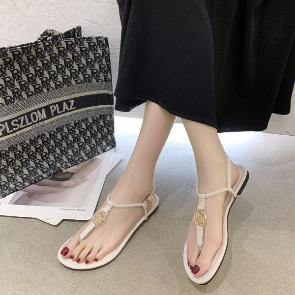 Sandale casual dama cu bretele subtiri si element metalic