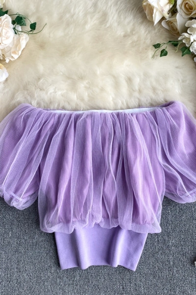 Moodne naiste alandatud varrukatega pluus tülliga