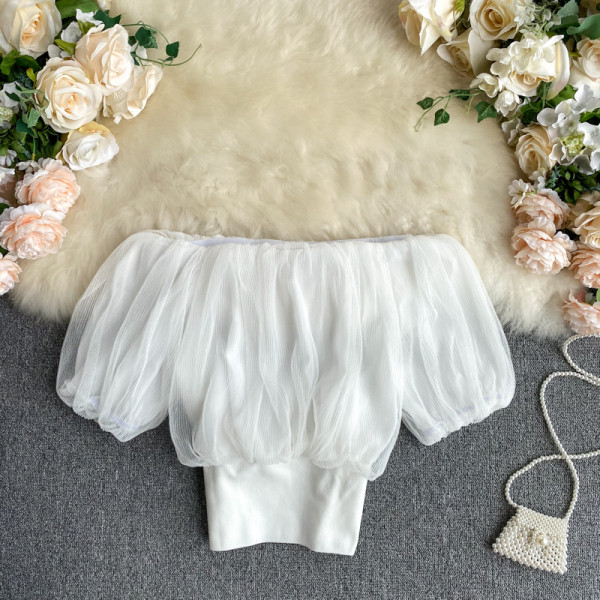 Moodne naiste alandatud varrukatega pluus tülliga