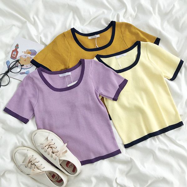 Ümara kaelusega vabaaja naiste T-särk