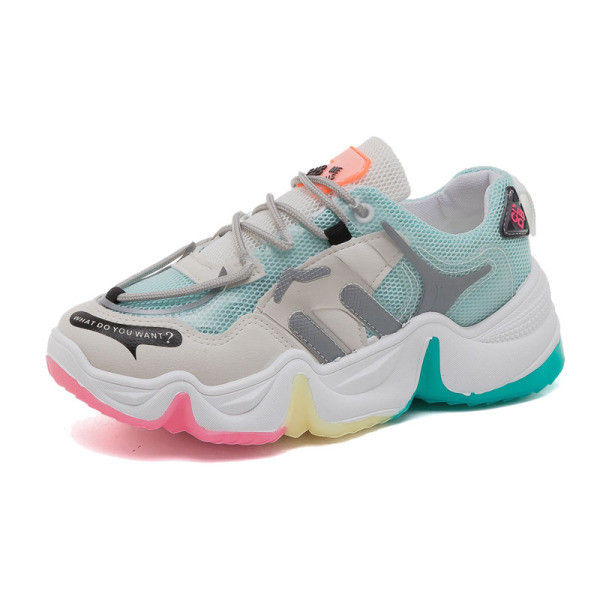 Αναπνεύσιμα γυναικεία πάνινα παπούτσια με πλέγμα και χρωματιστή σόλα