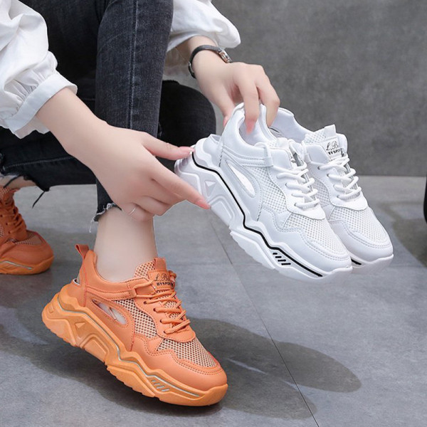 Καλοκαιρινά γυναικεία πάνινα παπούτσια με τραχιά σόλα, πλέγμα και ανοιχτό μέρος