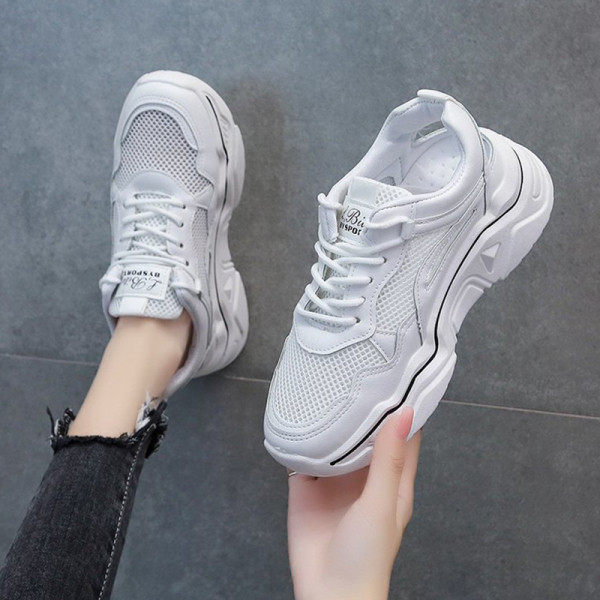 Καλοκαιρινά γυναικεία πάνινα παπούτσια με τραχιά σόλα, πλέγμα και ανοιχτό μέρος