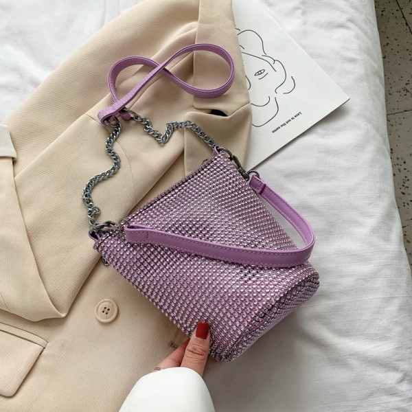 Geantă de mână elegantă, cu mâner lung și pietre