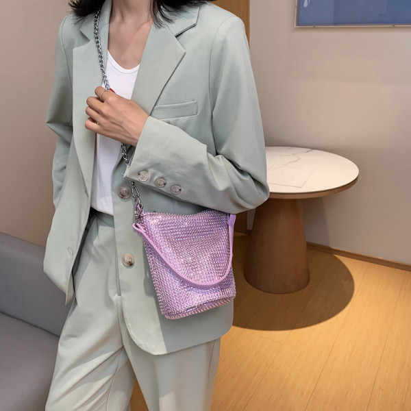 Geantă de mână elegantă, cu mâner lung și pietre