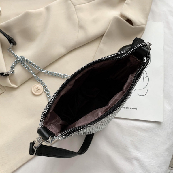 Geantă de mână elegantă, cu mâner lung și pietre