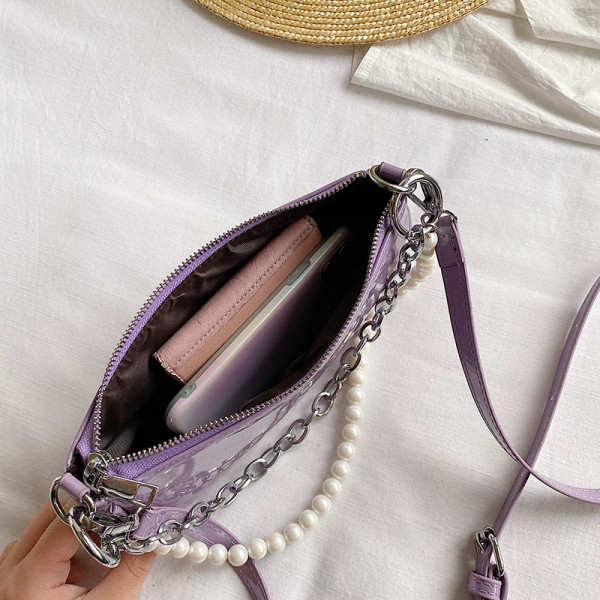 Naiste moodne dekoratiivpärlite ja metallelemendiga kott