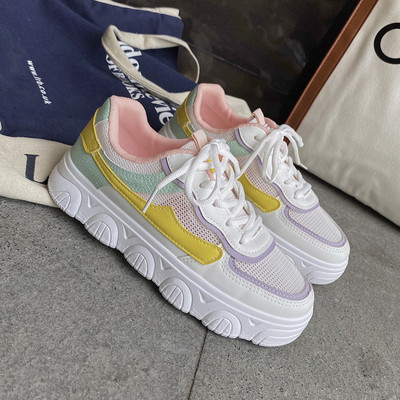 Adidasi de dama colorati cu talpa inalta