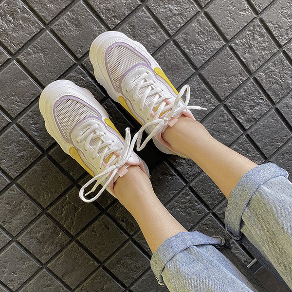 Adidasi de dama colorati cu talpa inalta