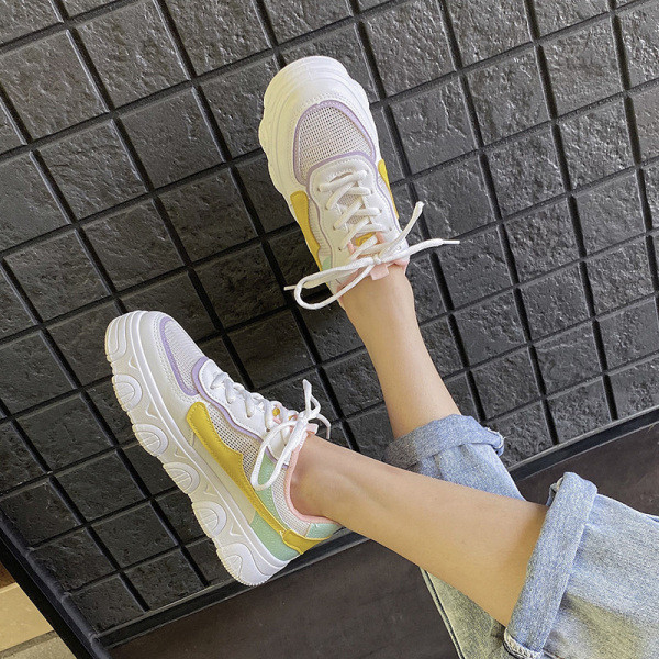 Adidasi de dama colorati cu talpa inalta