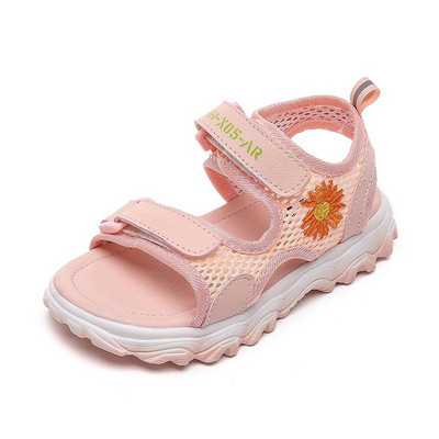 Casual παιδικά σανδάλια με λουράκια βελκρό και κεντήματα για κορίτσια