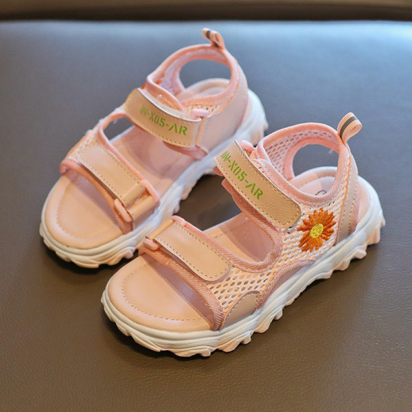 Casual παιδικά σανδάλια με λουράκια βελκρό και κεντήματα για κορίτσια