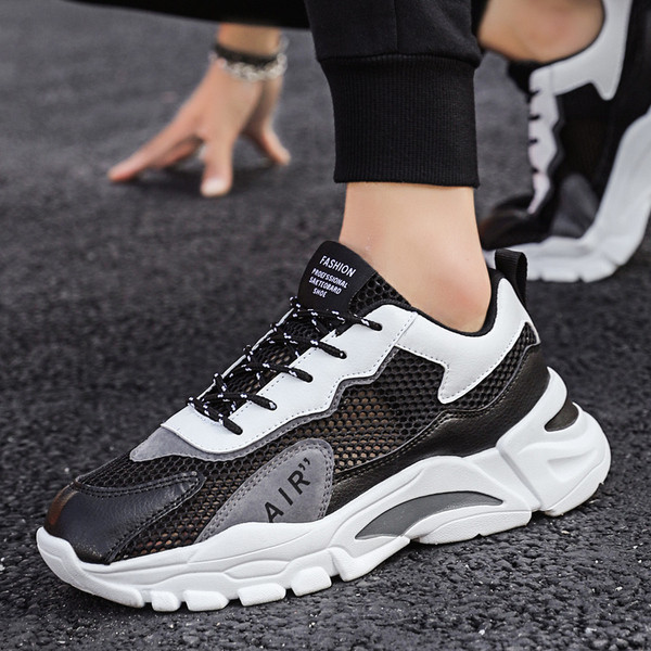 Ανδρικά αθλητικά παπούτσια με επιγραφές και δερμάτινα στοιχεία